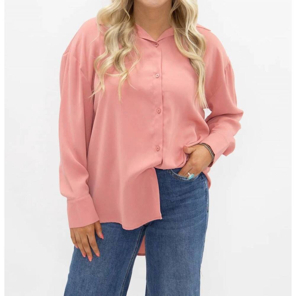 NEW GRACE + EMMA kathryn button up top in pink